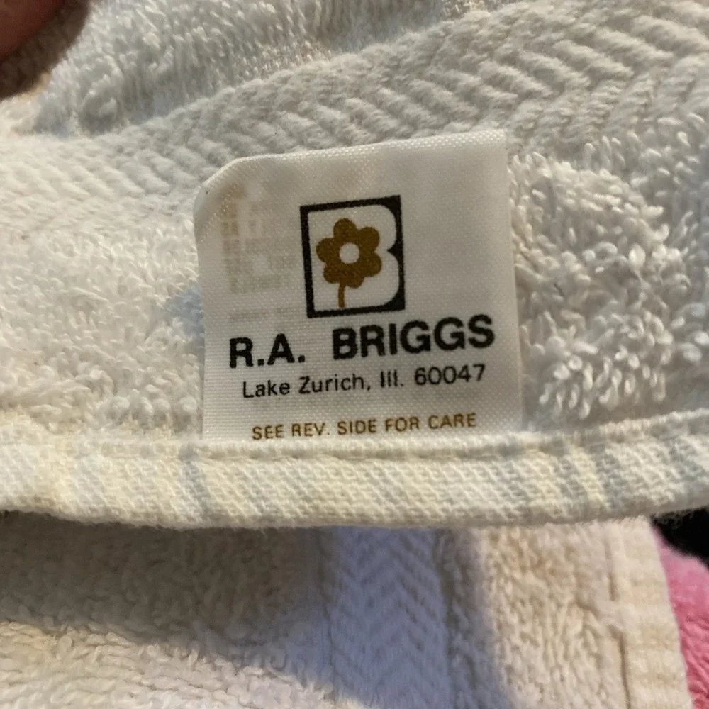 RA BRIGGS VINTAGE 2 PIECE TOWEL SET BATH TOWEL & WASHCLOTH FLAMINGO PRINT